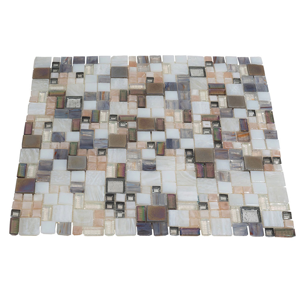 White Beige 12x12 Glossy Square Glass Mosaic Tile (10 pack, 10.85 sq ft/case) - Sample