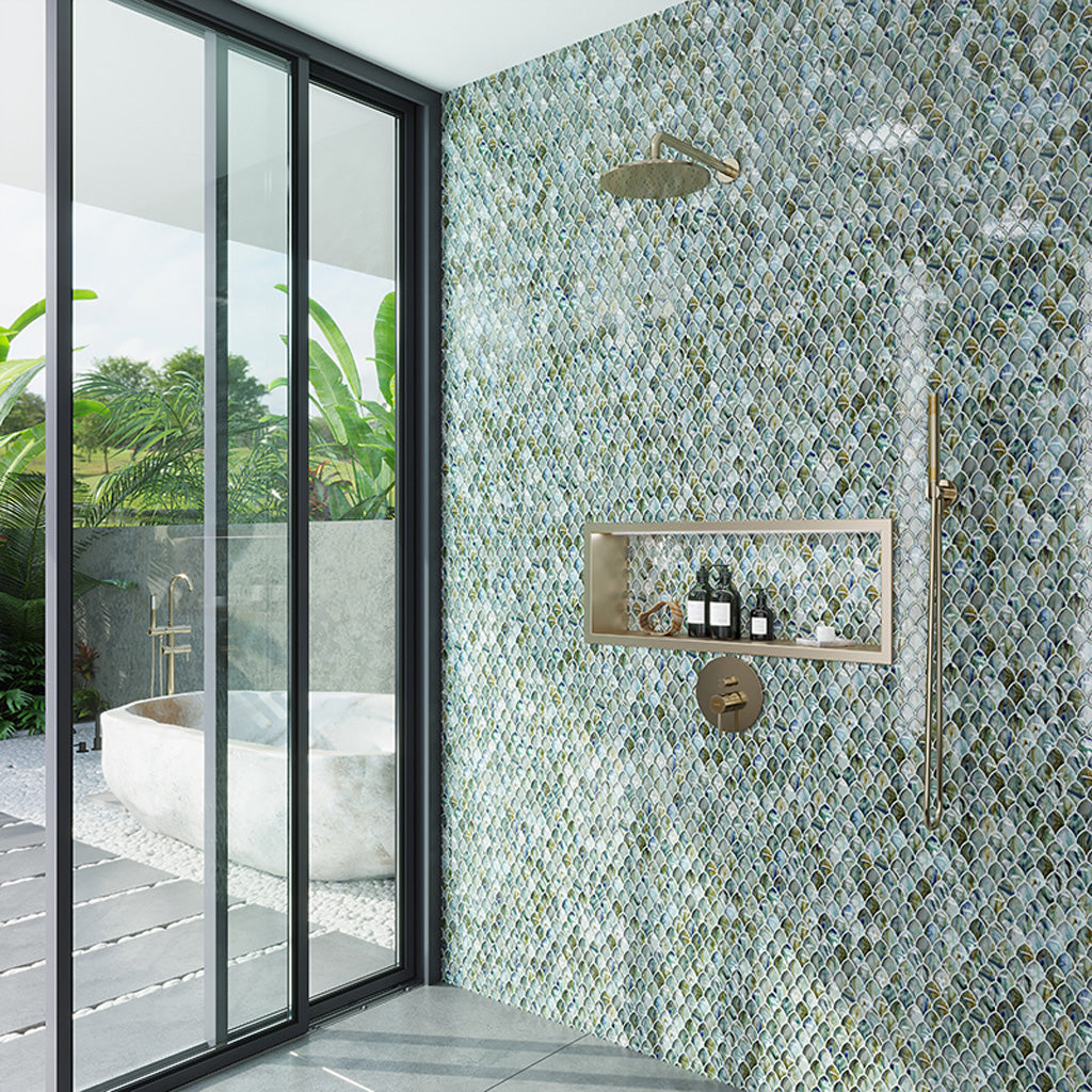 Blue and Silver Glossy Tile