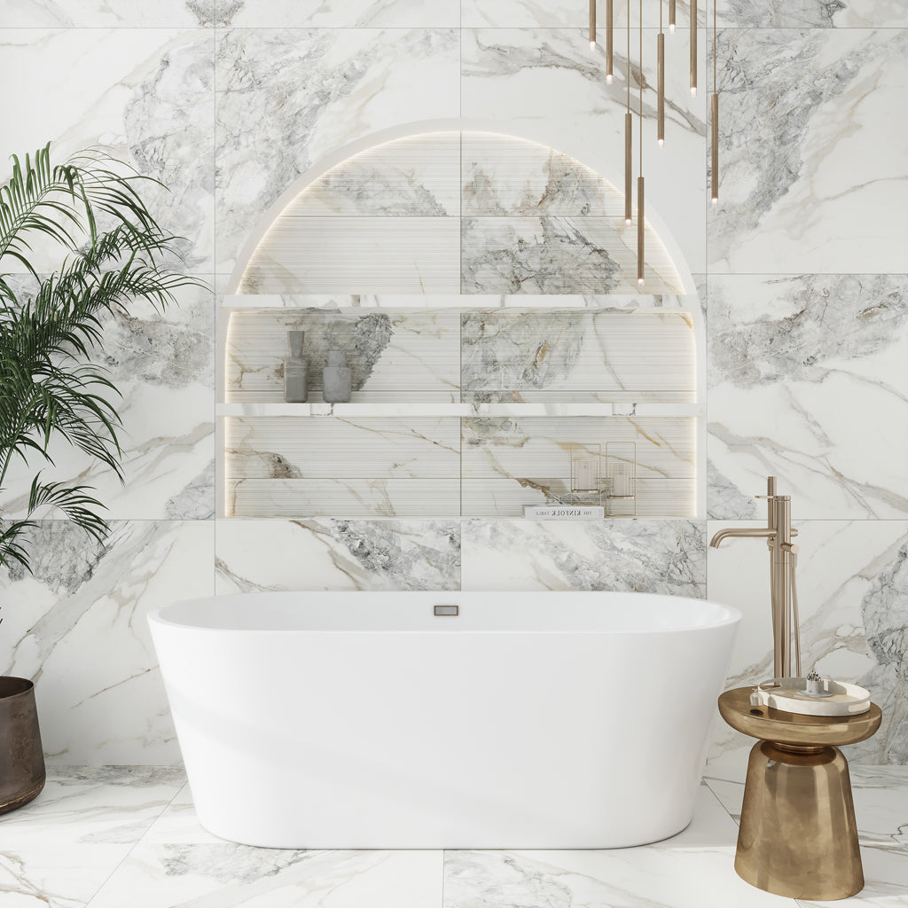 Soft White with Light Gray 32x32 Matte Square Porcelain Large Format Tile (2 pack, 13.78 sq ft/case)