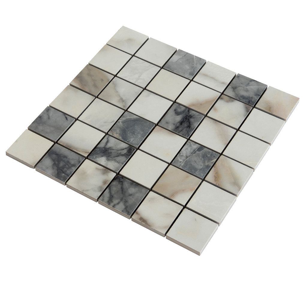 Classic White with Gray 12x12 Matte Square Porcelain Mosaic Tile (11 pack, 10.76 sq ft/case)