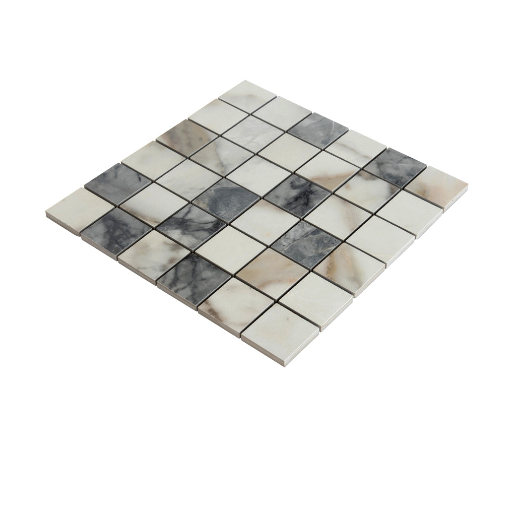 Classic White with Gray 12x12 Matte Square Porcelain Mosaic Tile (11 pack, 10.76 sq ft/case)
