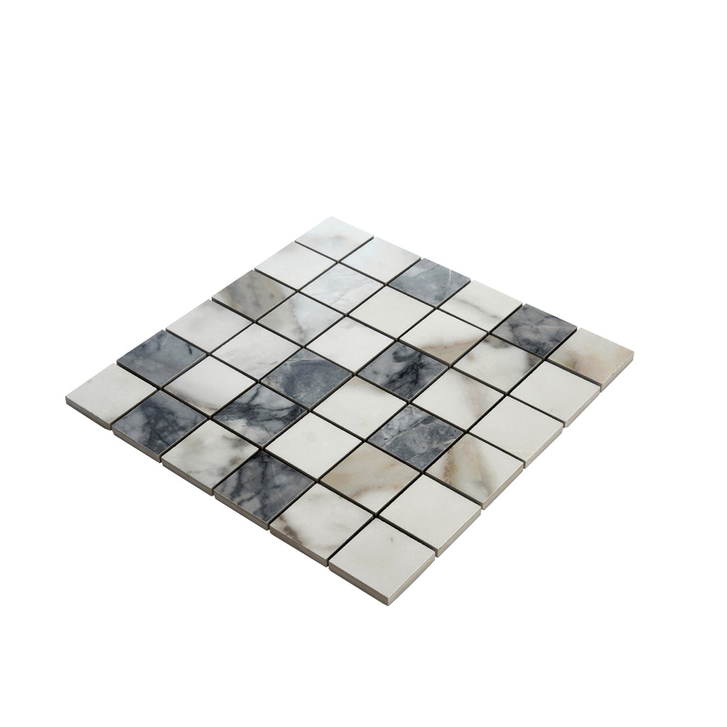 Classic White with Gray 12x12 Matte Square Porcelain Mosaic Tile (11 pack, 10.76 sq ft/case)