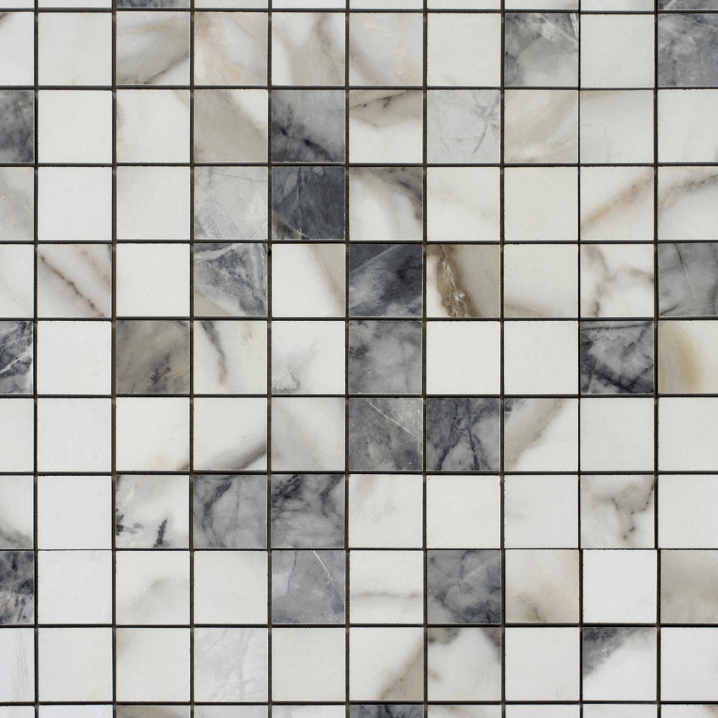Classic White with Gray 12x12 Matte Square Porcelain Mosaic Tile (11 pack, 10.76 sq ft/case)