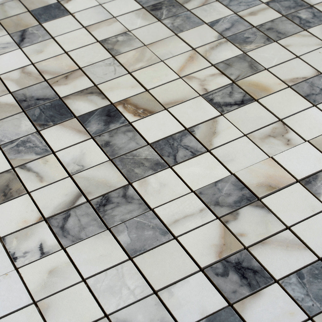 Classic White with Gray 12x12 Matte Square Porcelain Mosaic Tile (11 pack, 10.76 sq ft/case)