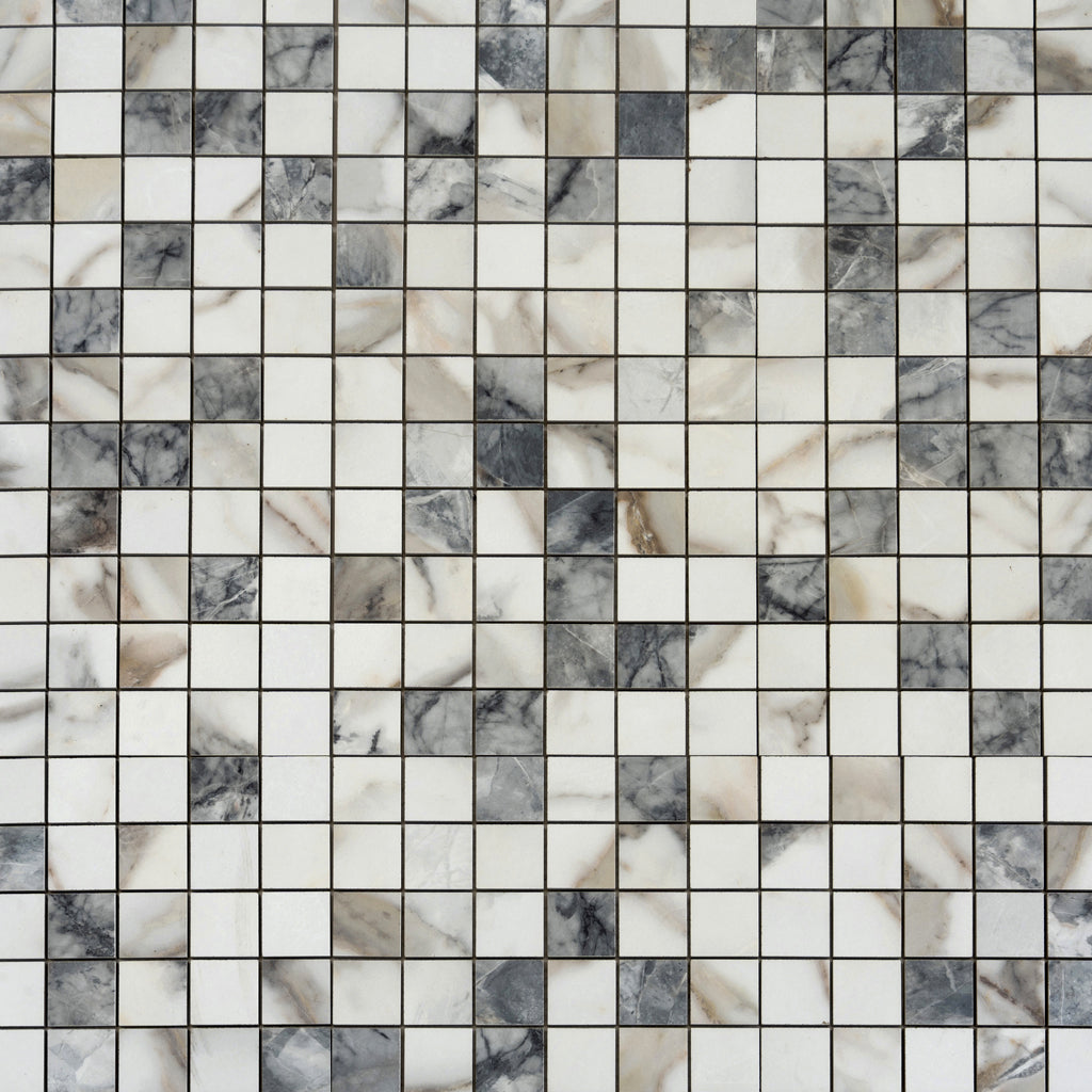 Classic White with Gray 12x12 Matte Square Porcelain Mosaic Tile (11 pack, 10.76 sq ft/case)