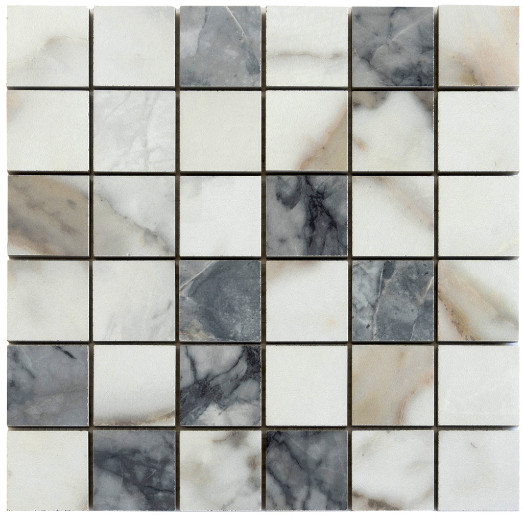 Classic White with Gray 12x12 Matte Square Porcelain Mosaic Tile (11 pack, 10.76 sq ft/case)