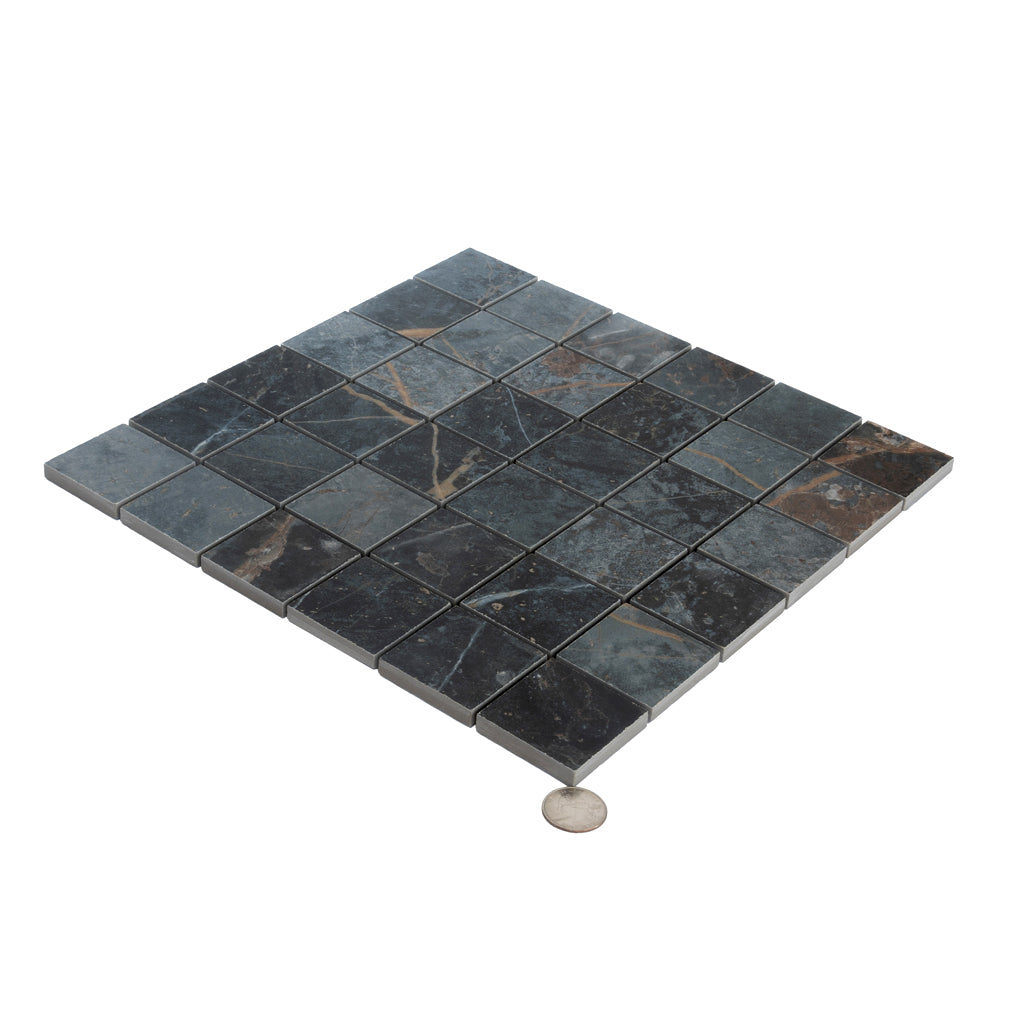 Dark Gray Blue Orange Vein 12x12 Matte Square Porcelain Mosaic Tile (11 pack, 10.76 sq ft/case)