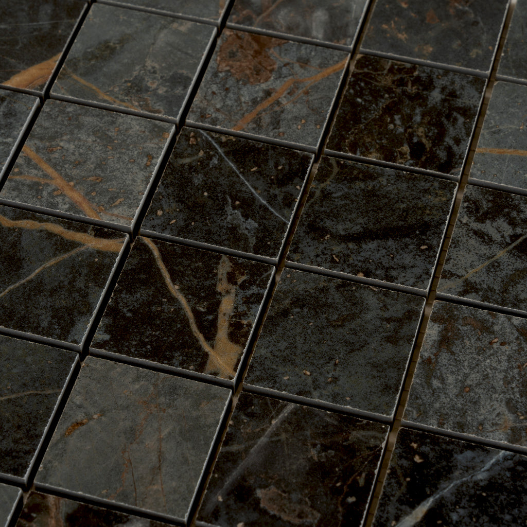 Dark Gray Blue Orange Vein 12x12 Matte Square Porcelain Mosaic Tile (11 pack, 10.76 sq ft/case)