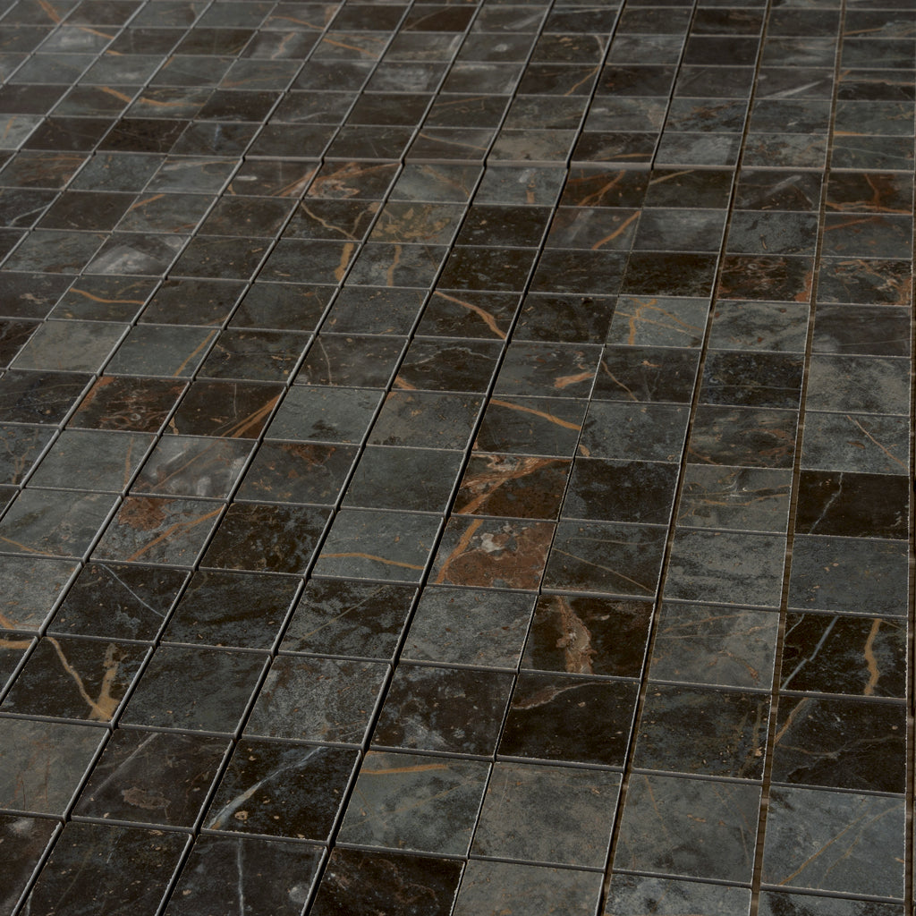 Dark Gray Blue Orange Vein 12x12 Matte Square Porcelain Mosaic Tile (11 pack, 10.76 sq ft/case)
