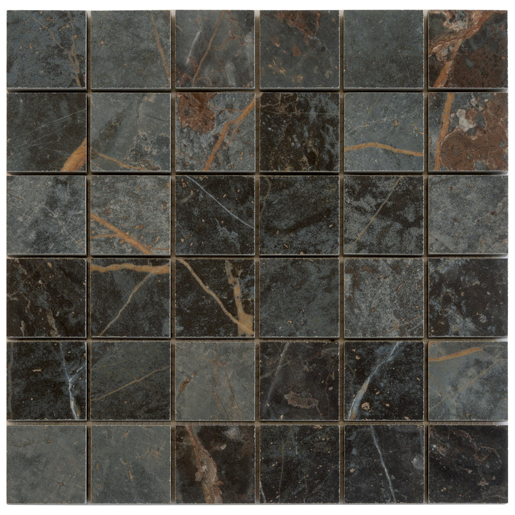 Dark Gray Blue Orange Vein 12x12 Matte Square Porcelain Mosaic Tile (11 pack, 10.76 sq ft/case)