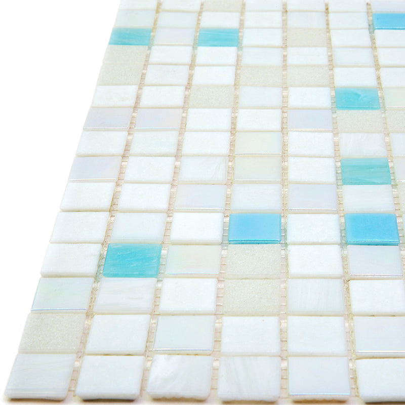 Cotton White 12x12 Glossy Glass Uniform Square Mosaic Tile (20 pack, 20 sq ft/case)