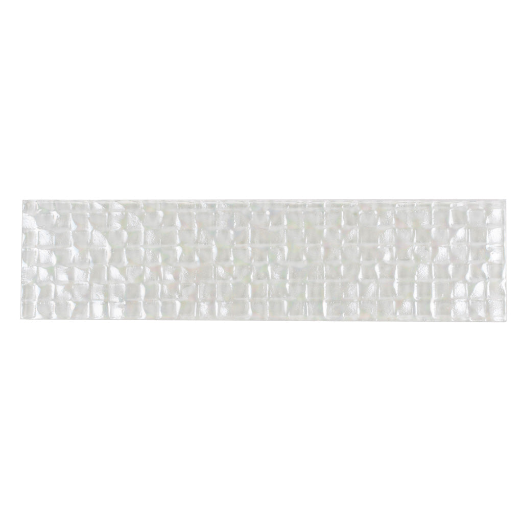 Pearl White 3x12 Textured Glossy Subway Glass Tile (20 pack, 5 sq ft/case) - Sample
