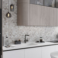 Wooden Grey 12x12 Etched Polished Hexagon Marble Mosaic Tile (5 pack, 4.92 sq ft/case)
