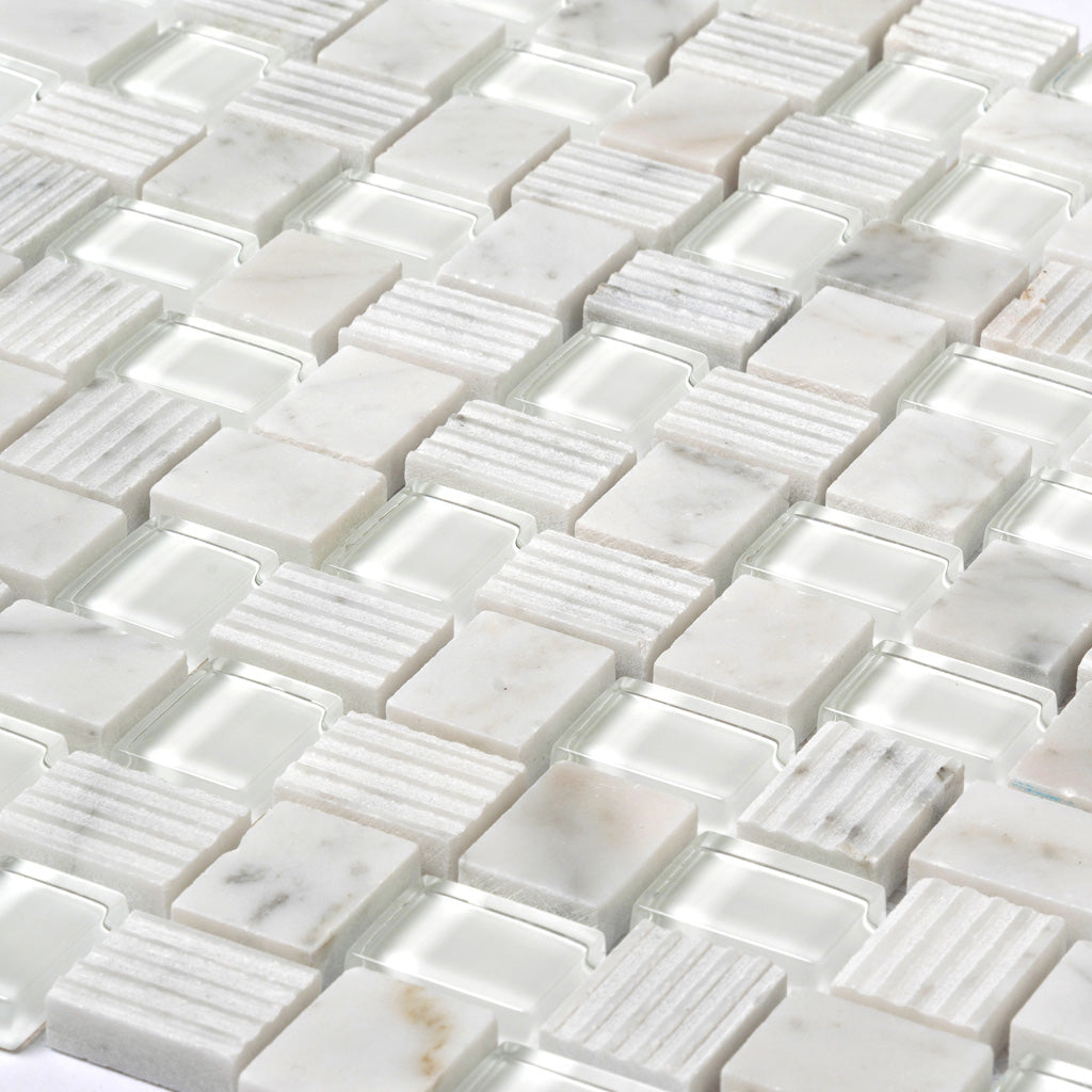 Carrara and Glass Tile