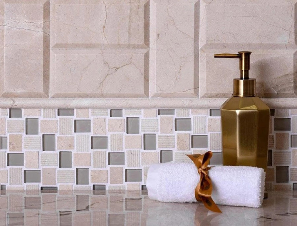 12x12 Beige Glass Tile