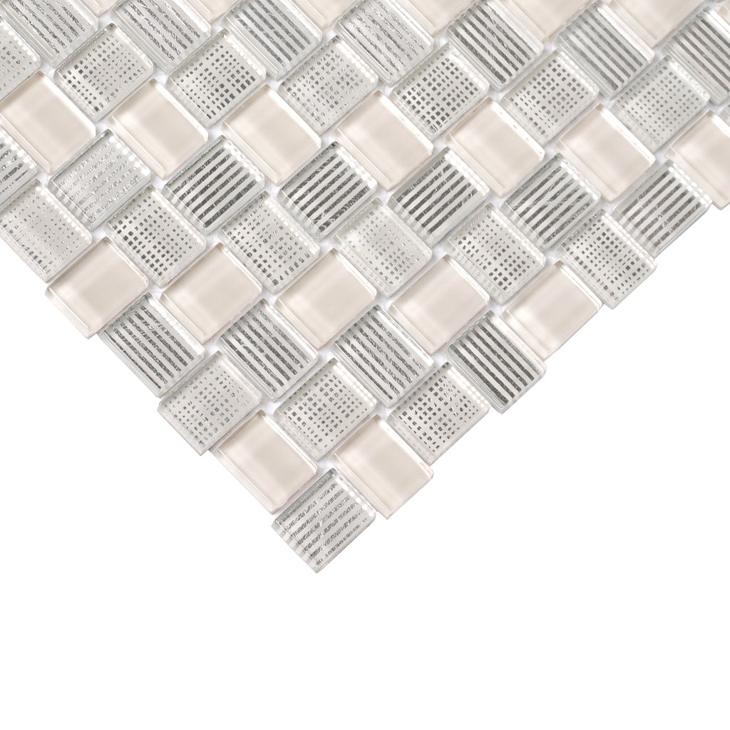 White 12x12 Brick Glossy Glass Mosaic Tile (5 pack, 4.83 sq ft/case) - Sample