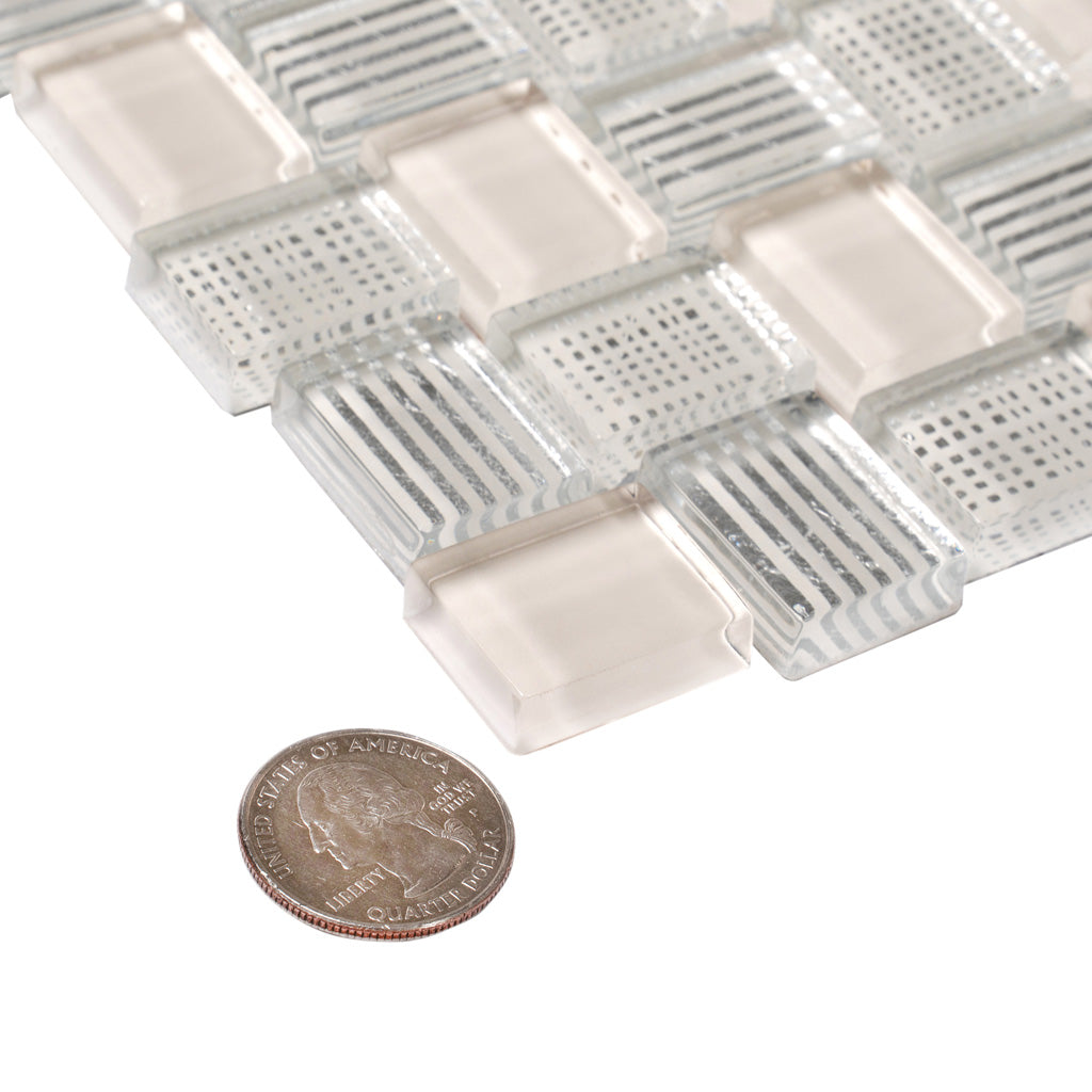 White 12x12 Brick Glossy Glass Mosaic Tile (5 pack, 4.83 sq ft/case) - Sample