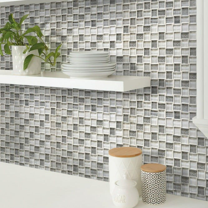 White 12x12 Brick Glossy Glass Mosaic Tile (5 pack, 4.83 sq ft/case) - Sample