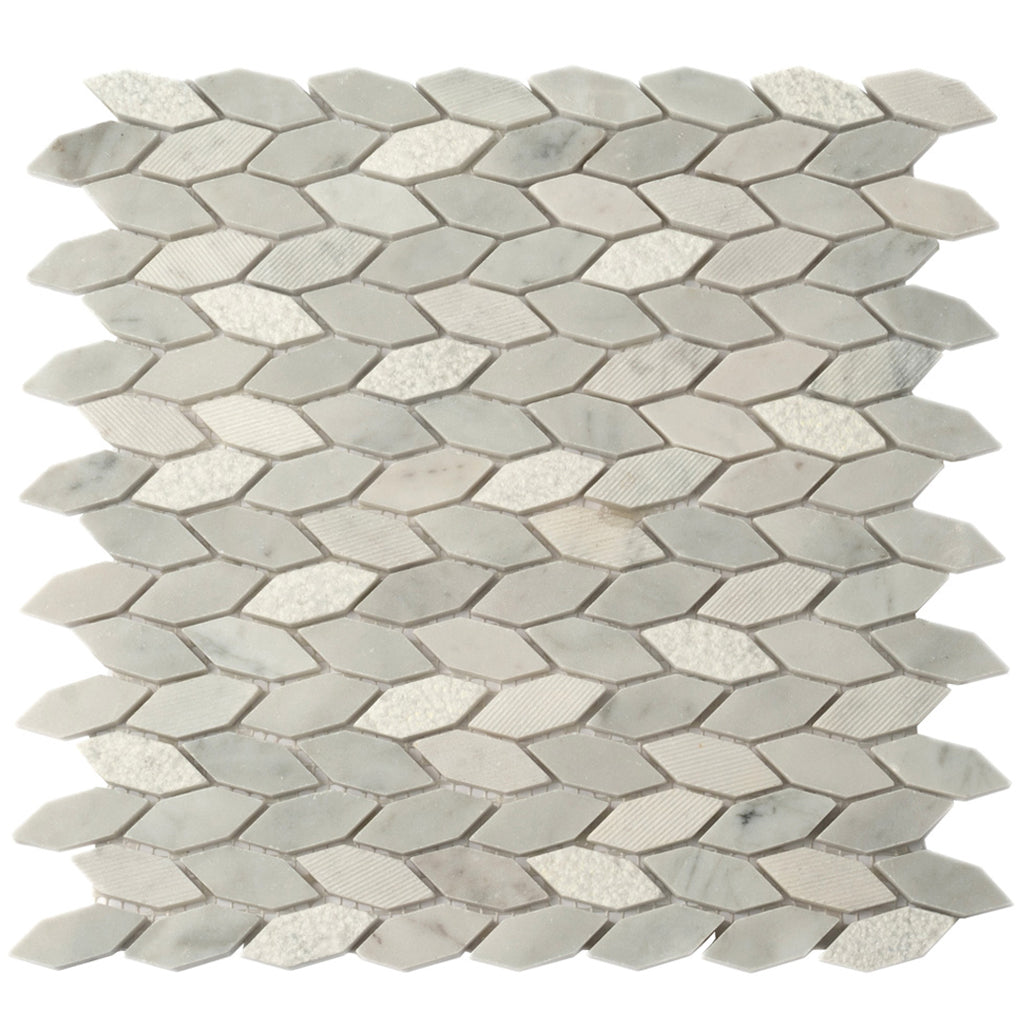 12x12 White and Gray Mosaic Tile