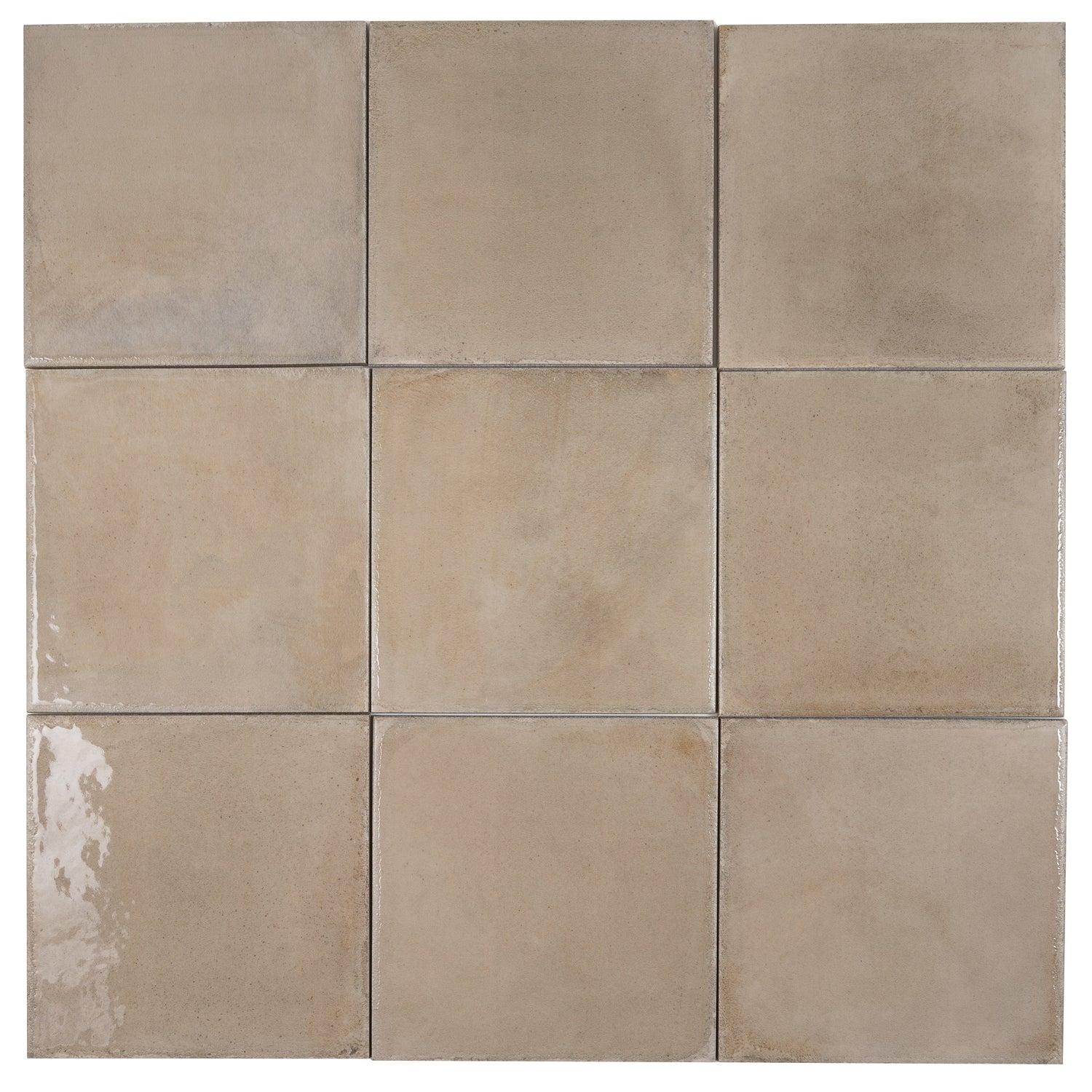 Cadence 8x8 Creamy Beige Porcelain Zellige Square Wall and Floor Tile (29 Pack, 12.49 sq ft/case) - Sample