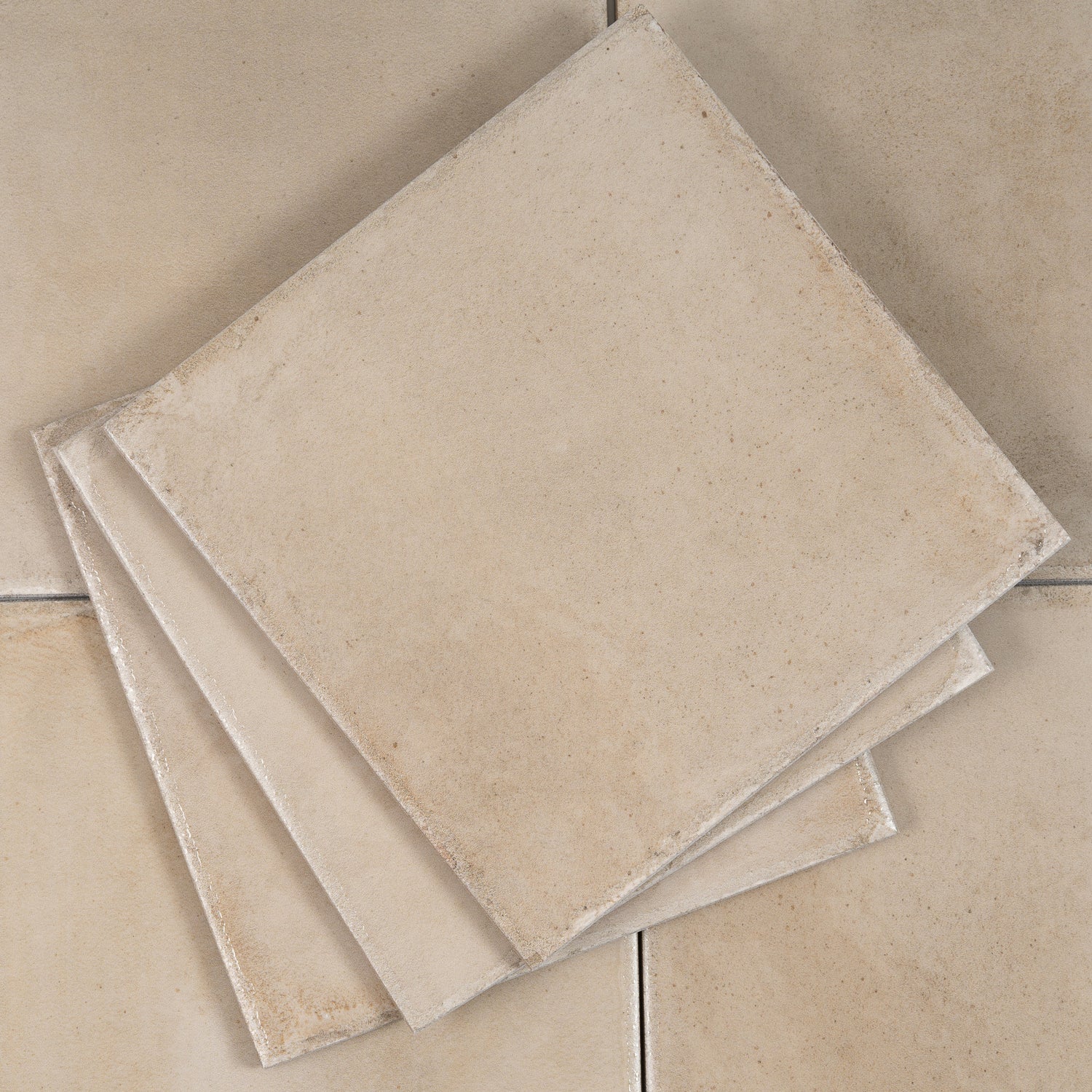 Cadence 8x8 Creamy Beige Porcelain Zellige Square Wall and Floor Tile (29 Pack, 12.49 sq ft/case) - Sample