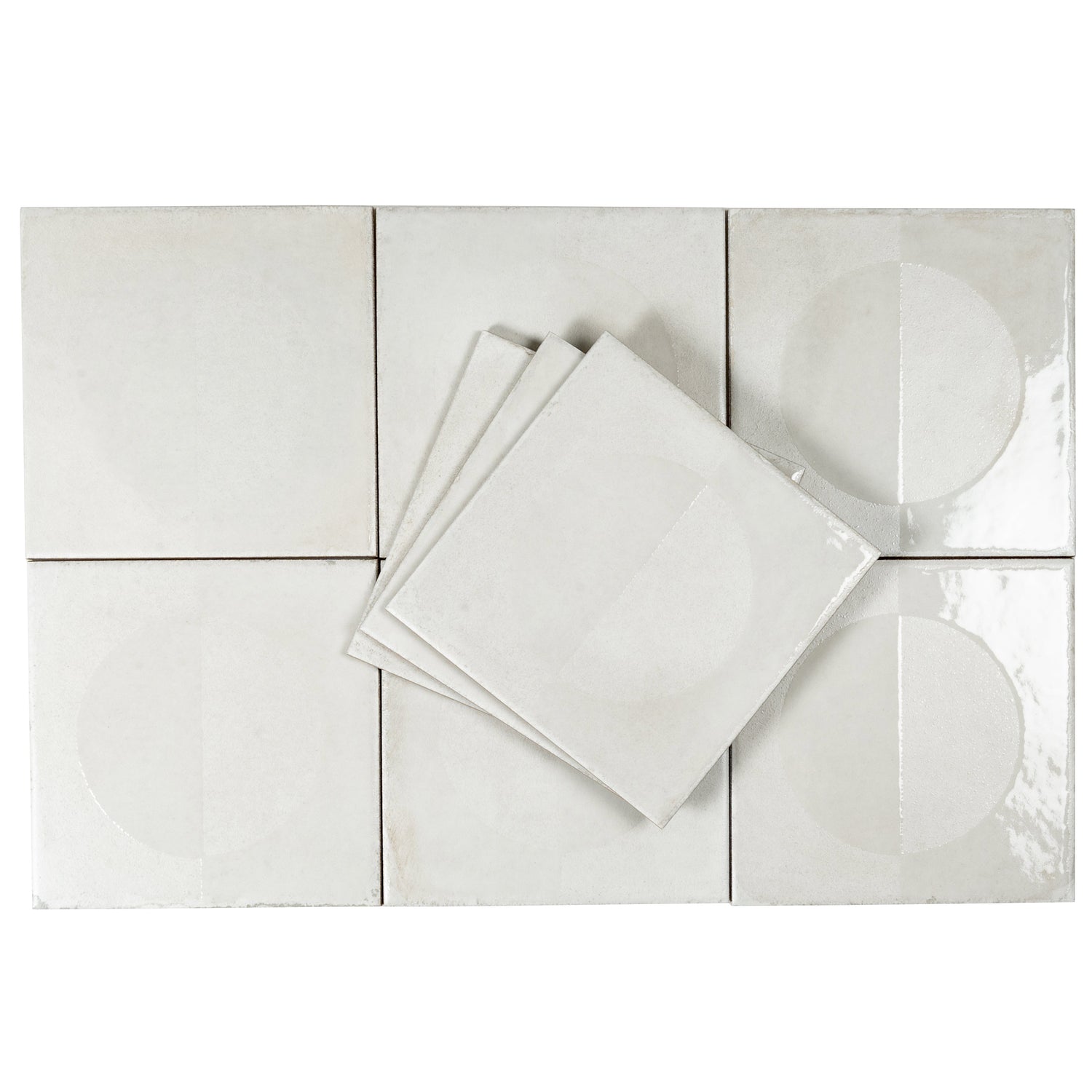 Cadence 8x8 Crisp White Porcelain Square Motif Wall and Floor Tile (29 Pack, 12.49 sq ft/case) - Sample