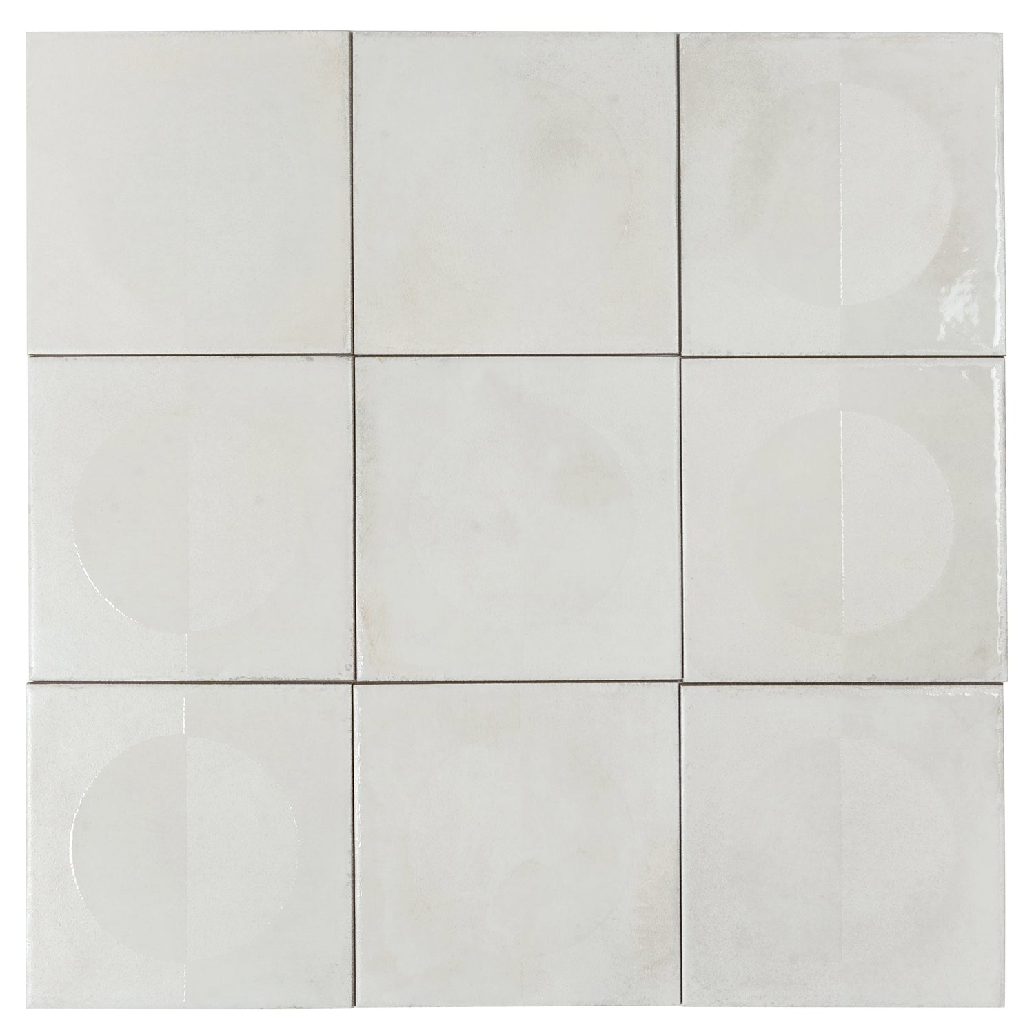 Cadence 8x8 Crisp White Porcelain Square Motif Wall and Floor Tile (29 Pack, 12.49 sq ft/case) - Sample