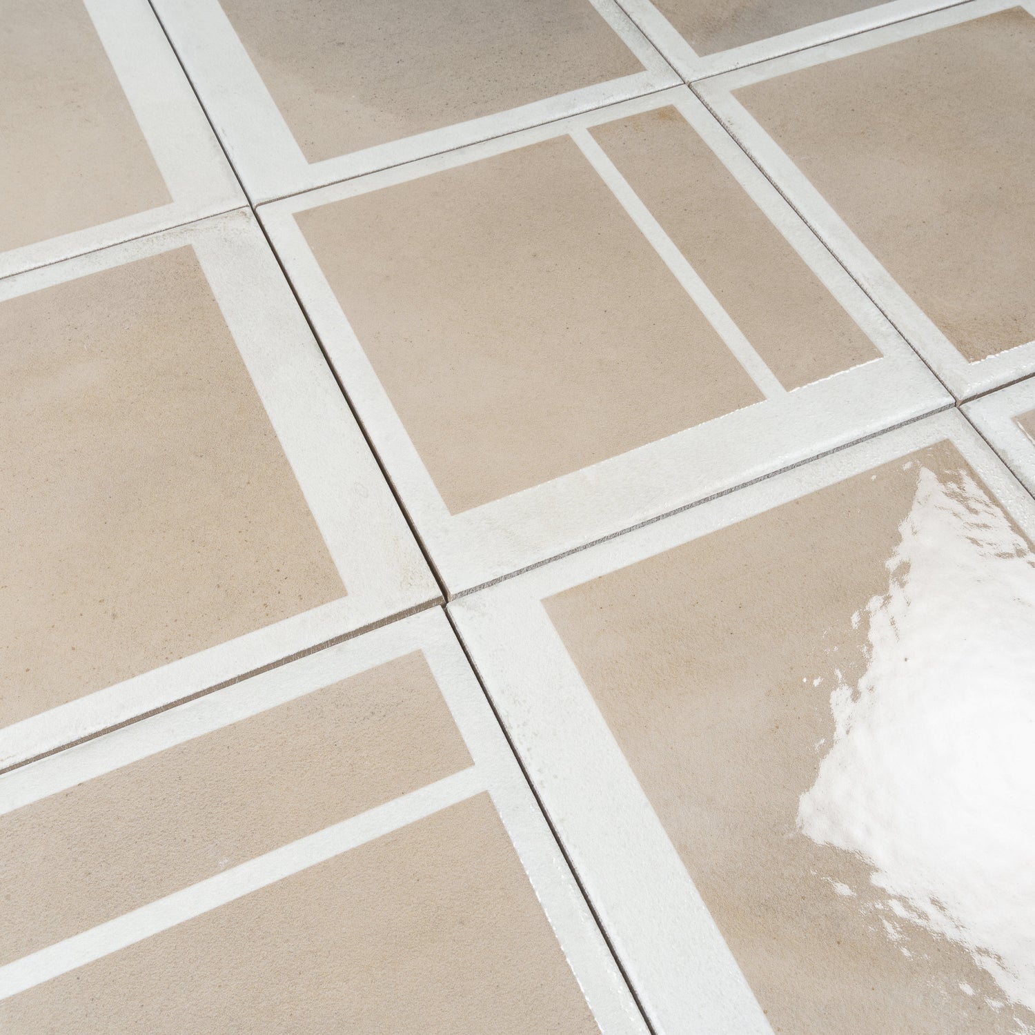 Cadence 8x8 Gray Beige Porcelain Square Motif Wall and Floor Tile (29 Pack, 12.49 sq ft/case) - Sample