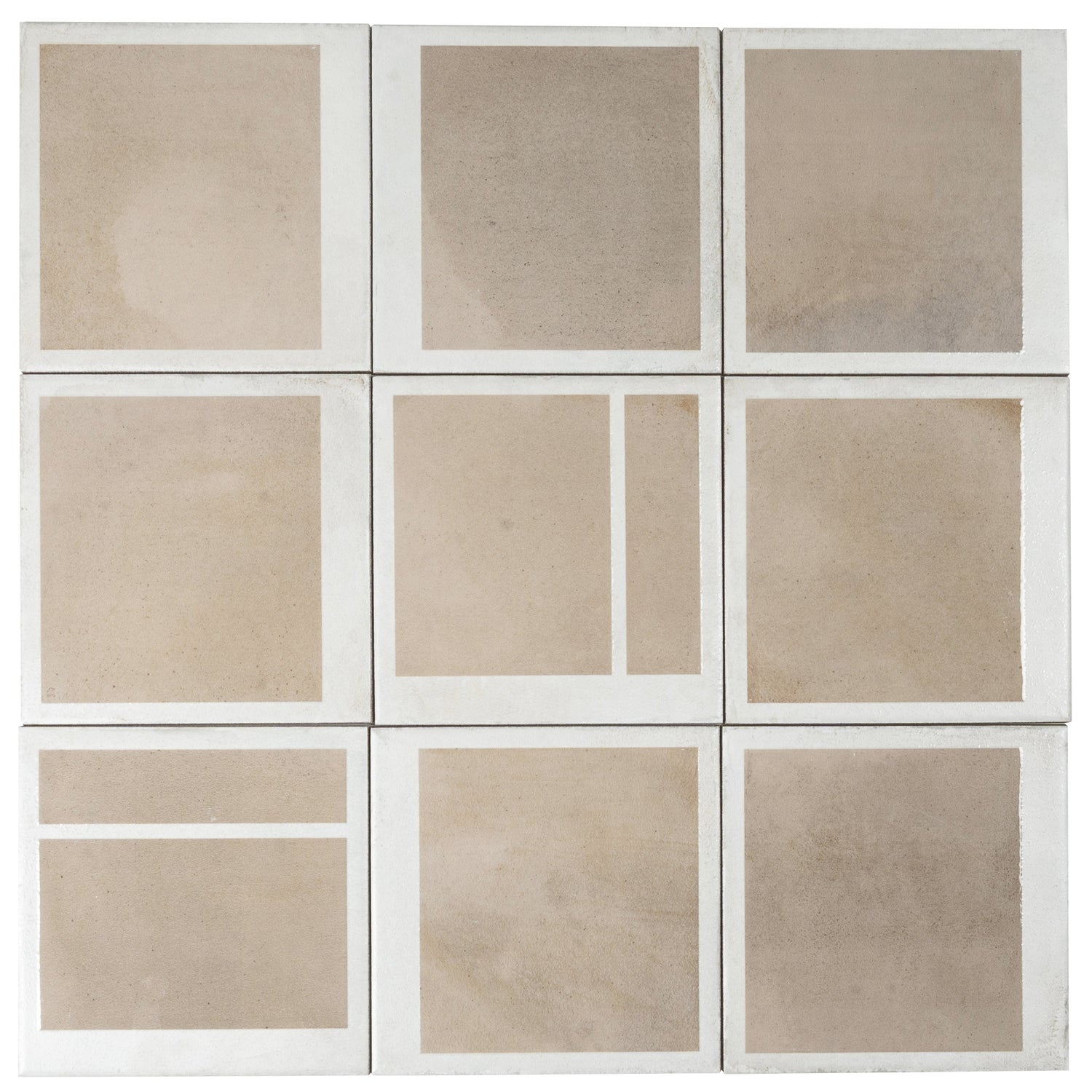 Cadence 8x8 Gray Beige Porcelain Square Motif Wall and Floor Tile (29 Pack, 12.49 sq ft/case) - Sample