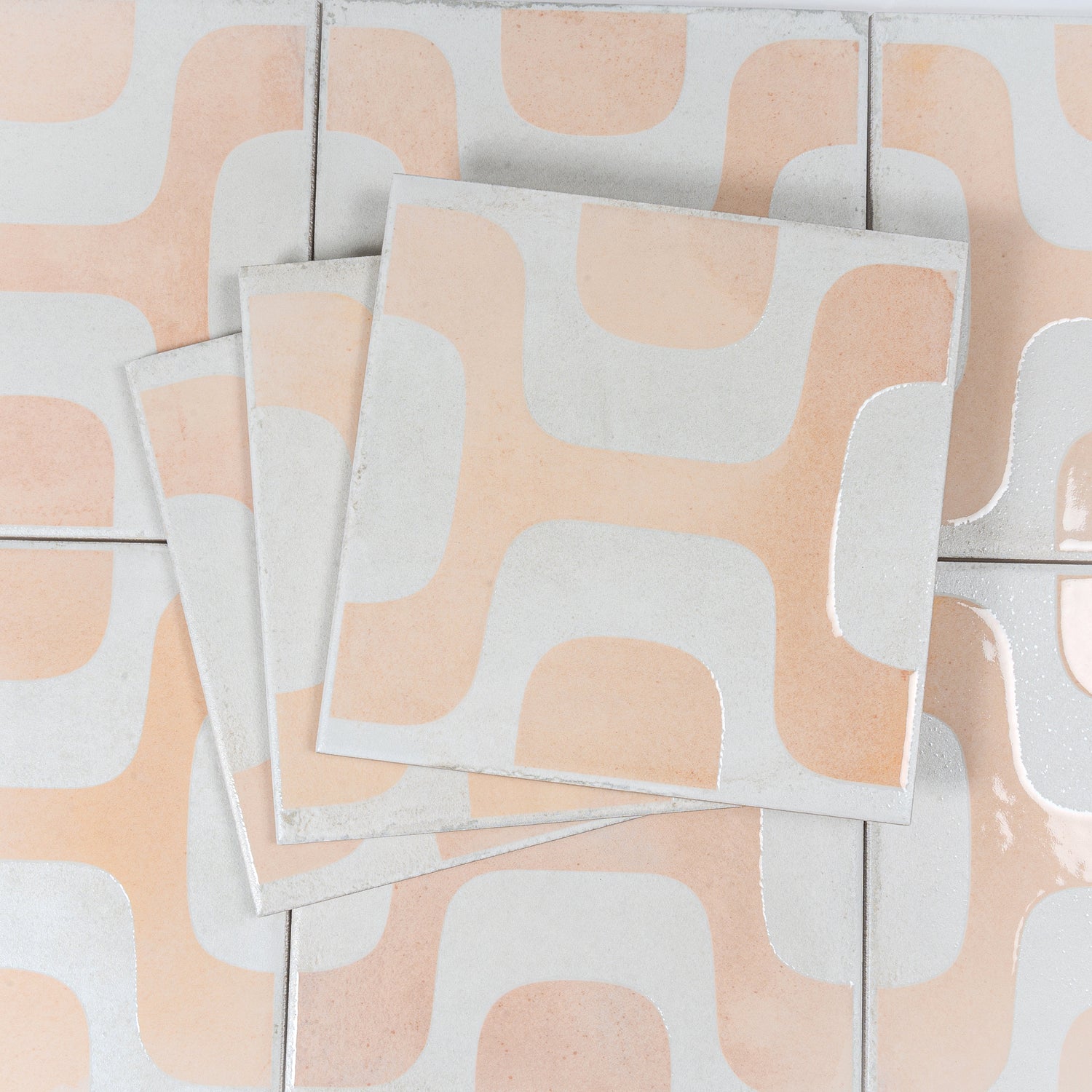 Cadence 8x8 White Faded Terracotta Porcelain Square Motif Wall and Floor Tile (29 Pack, 12.49 sq ft/case) - Sample