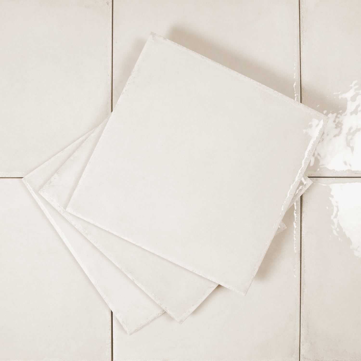 Cadence 8x8 Cloud White Porcelain Zellige Square Wall and Floor Tile (29 Pack, 12.49 sq ft/case) - Sample