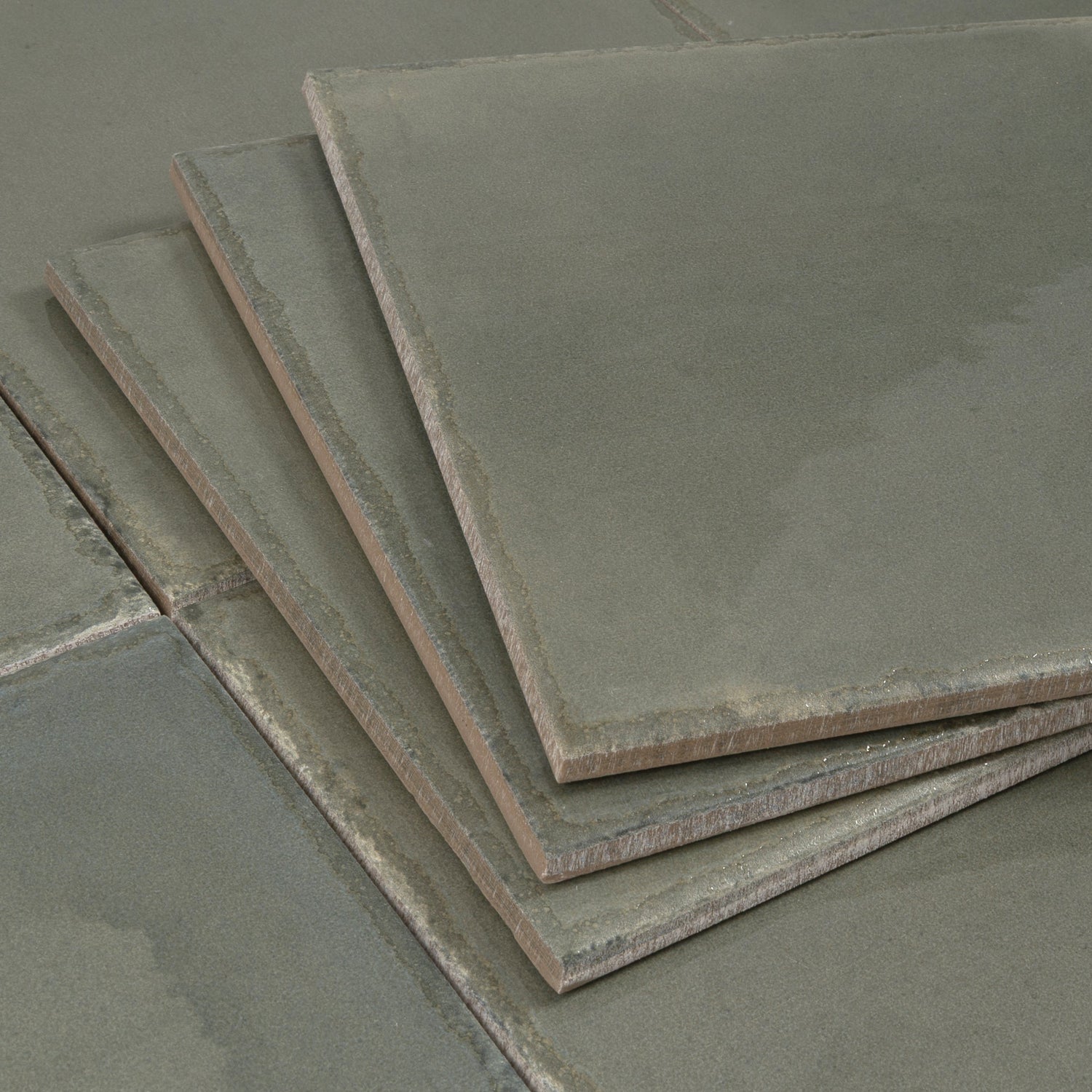 Cadence 8x8 Dark Moss Green Porcelain Zellige Square Wall and Floor Tile (29 Pack, 12.49 sq ft/case) - Sample