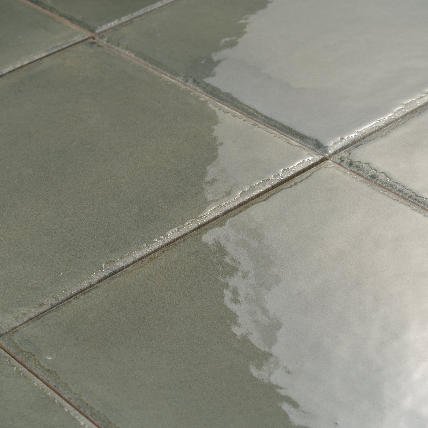 Cadence 8x8 Dark Moss Green Porcelain Zellige Square Wall and Floor Tile (29 Pack, 12.49 sq ft/case) - Sample