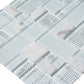 Pearl White 12x12 Polished Matte Textured Multi-shaped Glass Stone Mosaic Tile (5 pack, 4.75 sq ft/case) - Sample