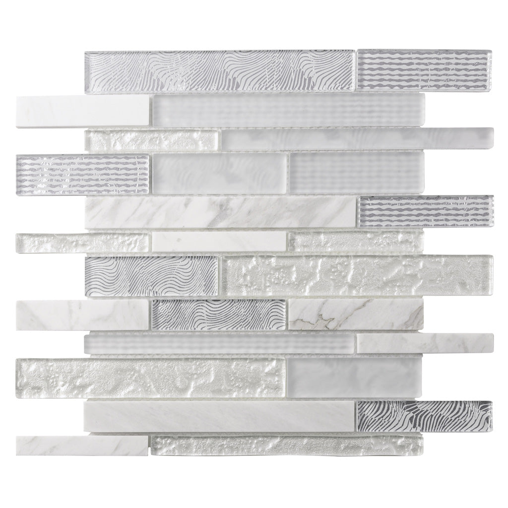 White 12x12 Brick Polished Matte Glass Stone Mosaic Tile (5 pack, 4.83 sq ft/case) - Sample