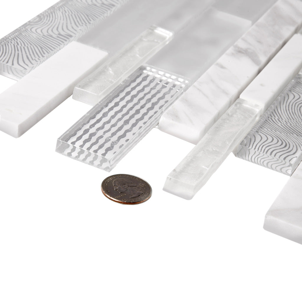 White 12x12 Brick Polished Matte Glass Stone Mosaic Tile (5 pack, 4.83 sq ft/case) - Sample