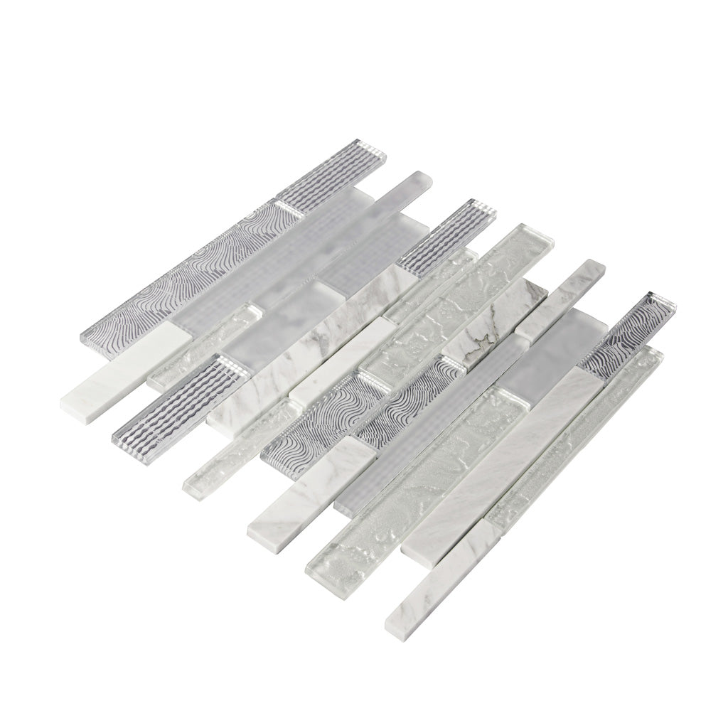 White 12x12 Brick Polished Matte Glass Stone Mosaic Tile (5 pack, 4.83 sq ft/case) - Sample