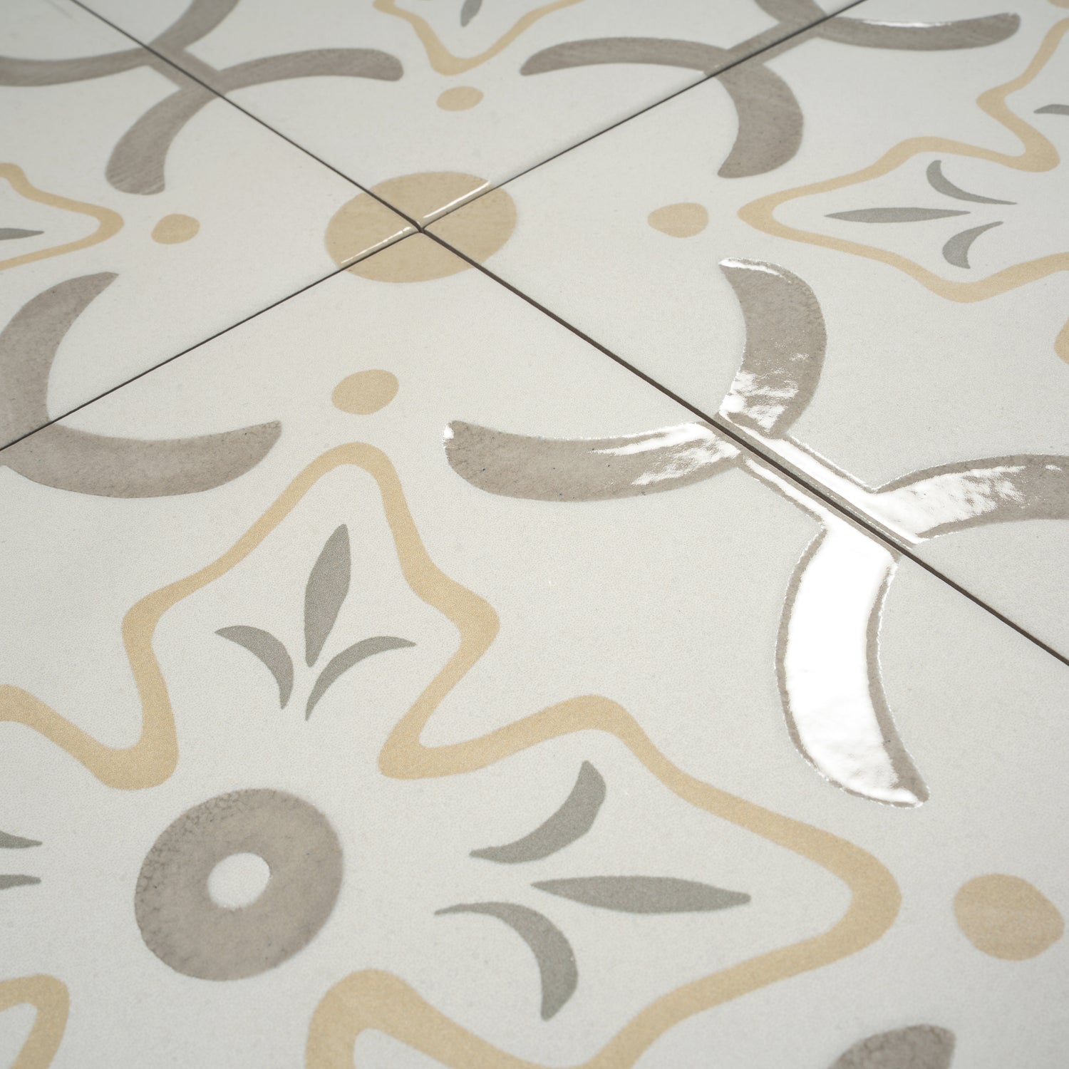 Purple, White, Yellow 9x9 Matte, Glossy Floral Square Porcelain Tile (13 pack, 6.96 sq ft/case)