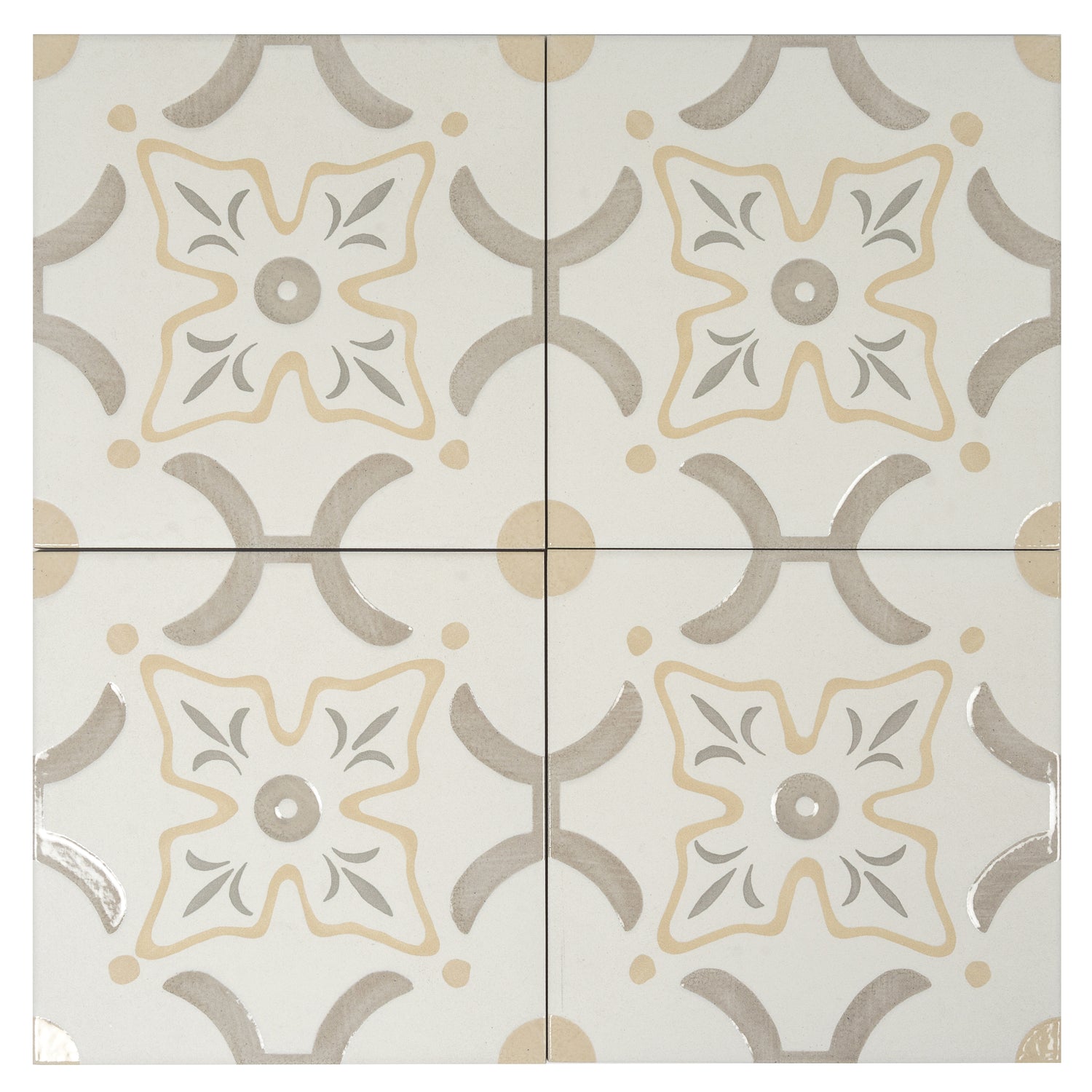 Purple, White, Yellow 9x9 Matte, Glossy Floral Square Porcelain Tile (13 pack, 6.96 sq ft/case)