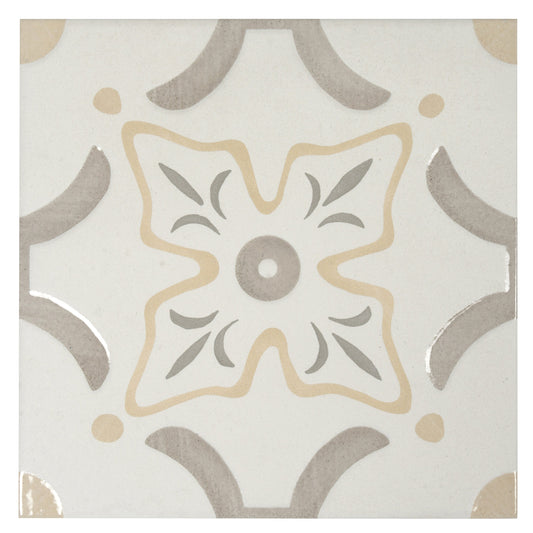 Palmera 9x9 Muted WYG Porcelain Floral Square Wall and Floor Tile (13 Pack, 6.96 sq ft/case) - Sample