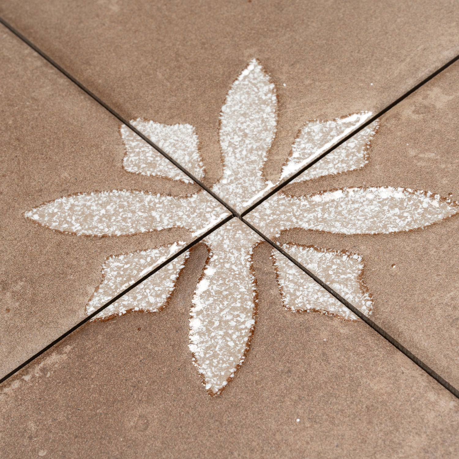 Terracotta Brown 9x9 Matte, Glossy Floral Square Porcelain Tile (13 pack, 6.96 sq ft/case)