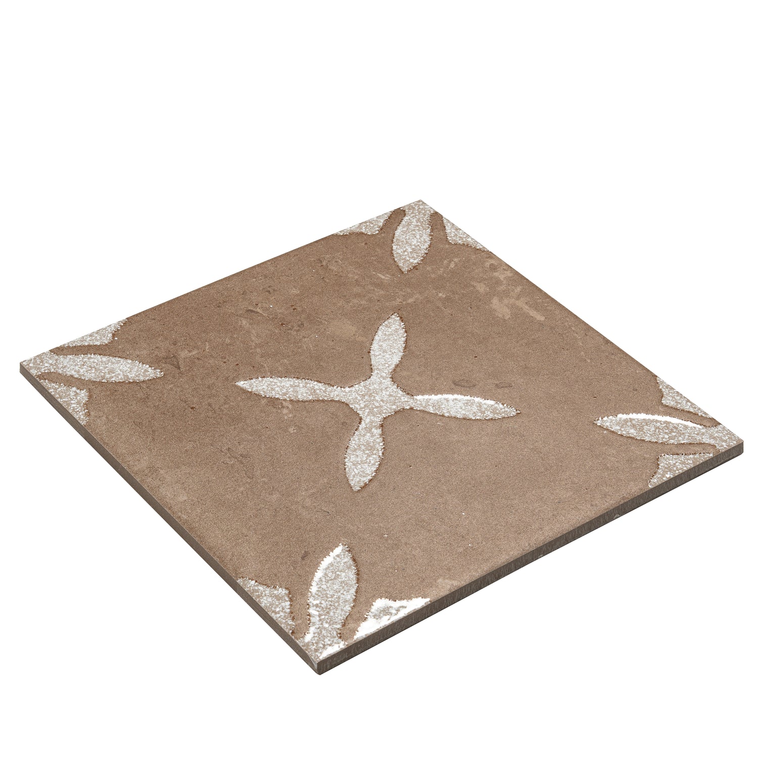 Terracotta Brown 9x9 Matte, Glossy Floral Square Porcelain Tile (13 pack, 6.96 sq ft/case)