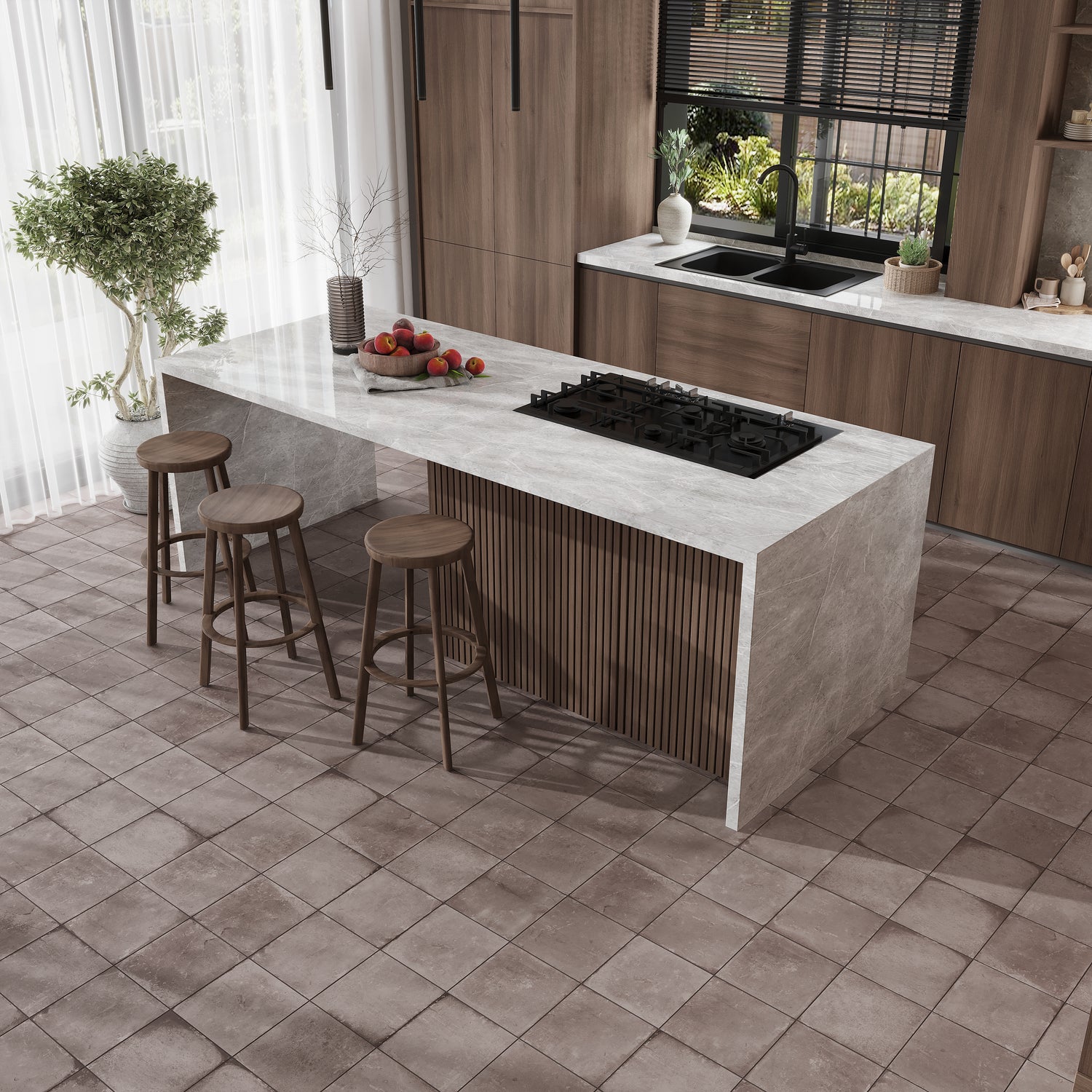 Terracotta Brown 9x9 Matte, Glossy Plain Square Porcelain Tile (13 pack, 6.96 sq ft/case)