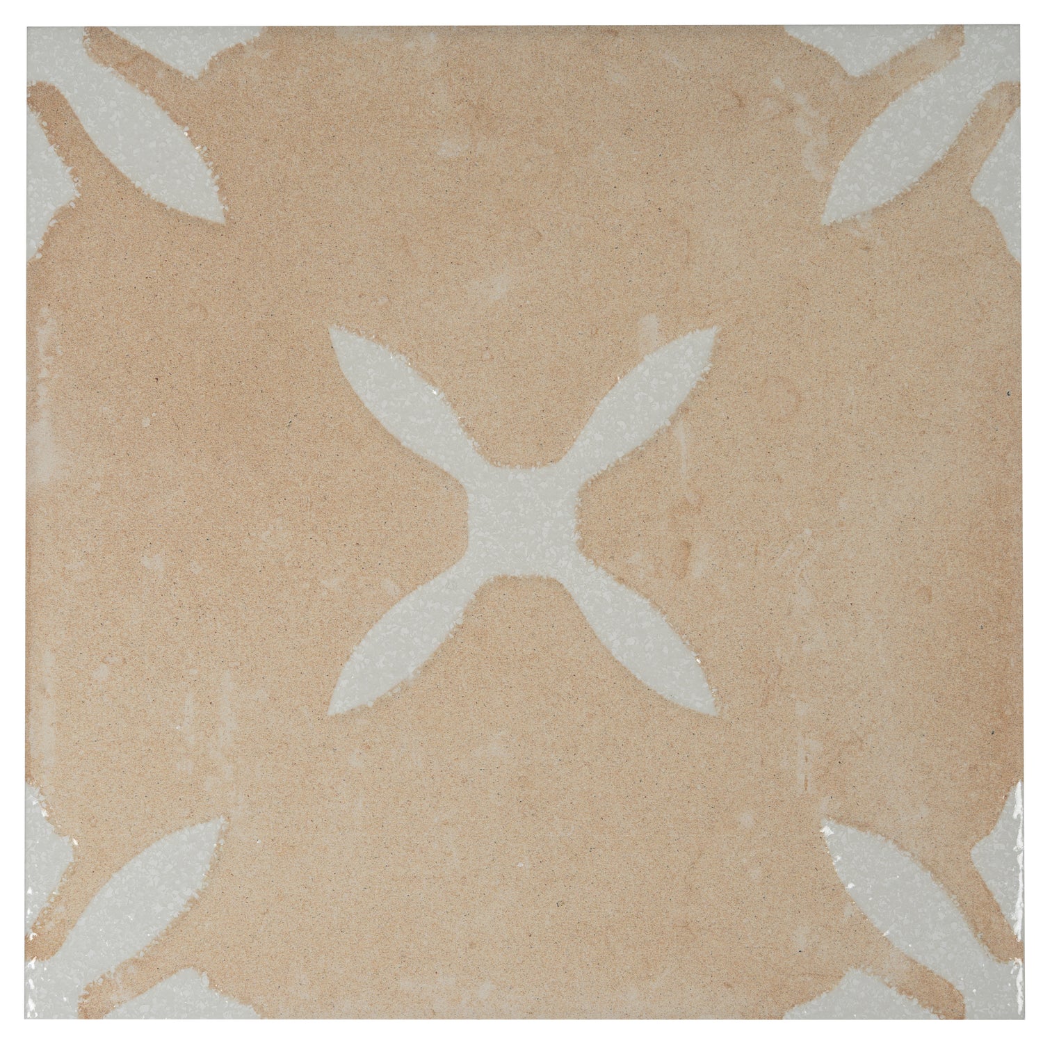 Terracotta Beige 9x9 Matte, Glossy Floral Square Porcelain Tile (13 pack, 6.96 sq ft/case)