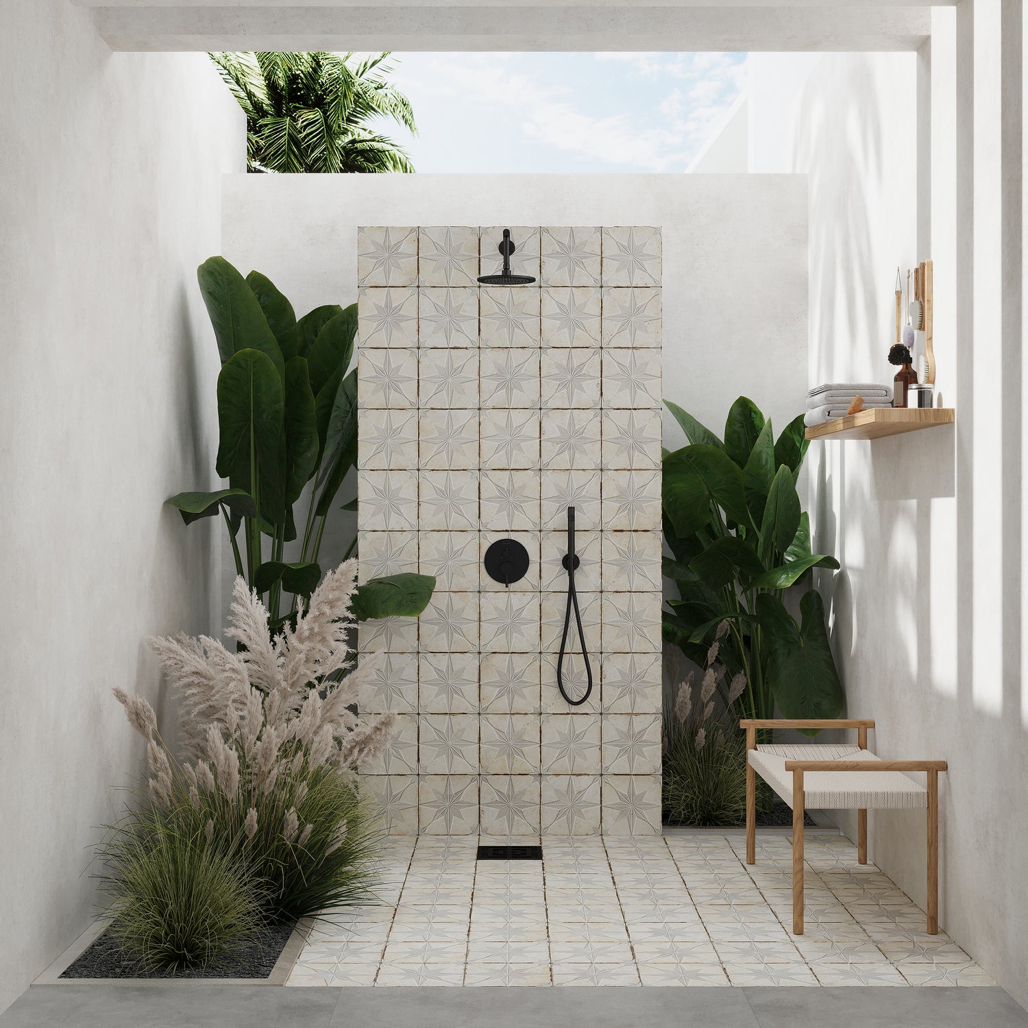 Beige White 9x9 Matte-Layer Tech Star Square Porcelain Tile (13 pack, 6.96 sq ft/case)