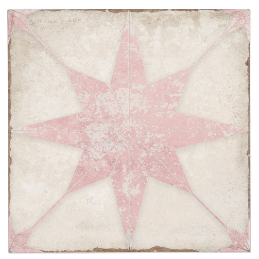 Faenza 8x8 White Pink Porcelain Square Motif Wall and Floor Tile (15 Pack, 6.46 sq ft/case) - Sample