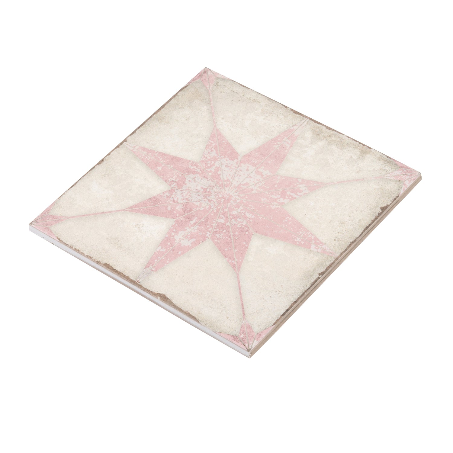 Faenza 8x8 White Pink Porcelain Square Motif Wall and Floor Tile (15 Pack, 6.46 sq ft/case) - Sample