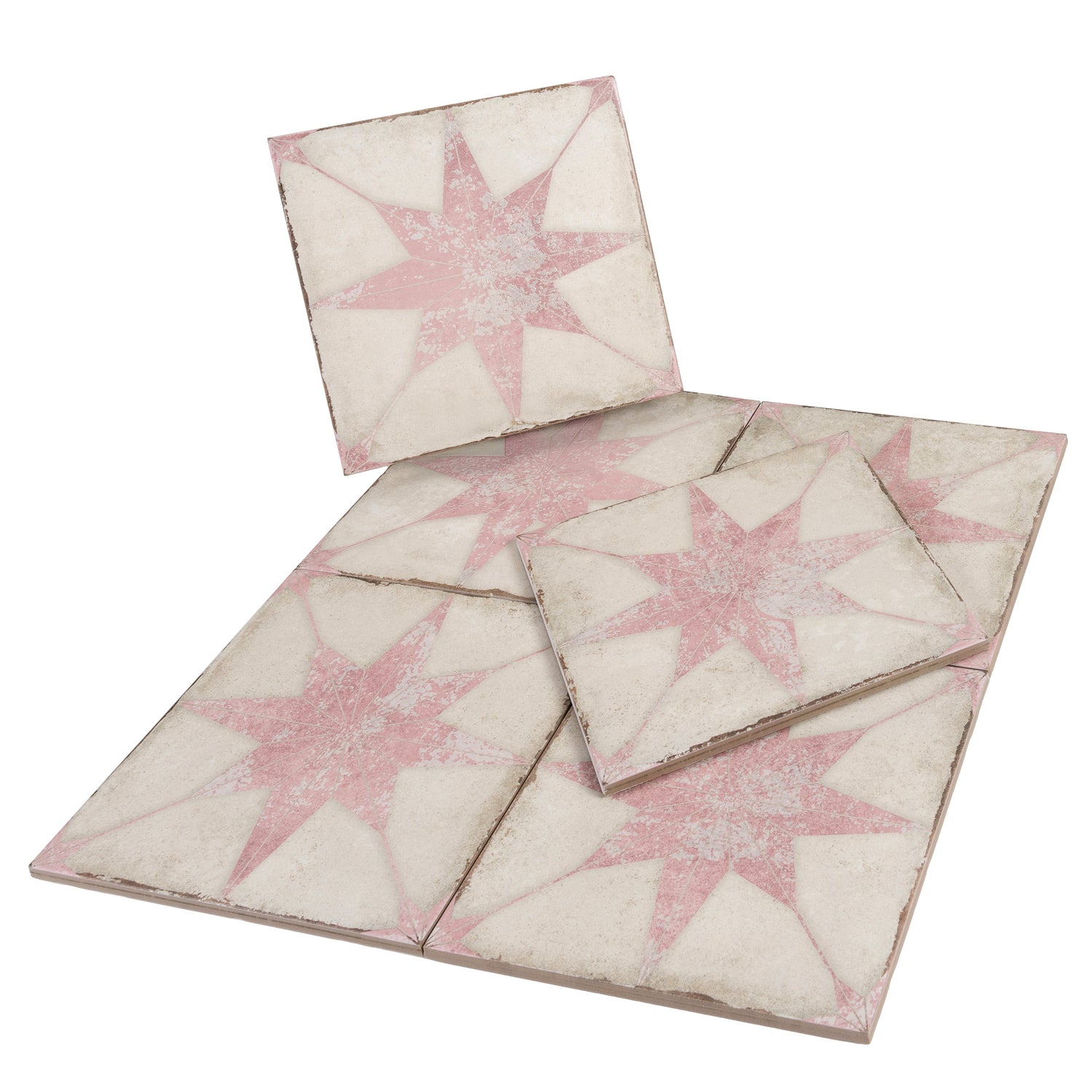 Faenza 8x8 White Pink Porcelain Square Motif Wall and Floor Tile (15 Pack, 6.46 sq ft/case) - Sample