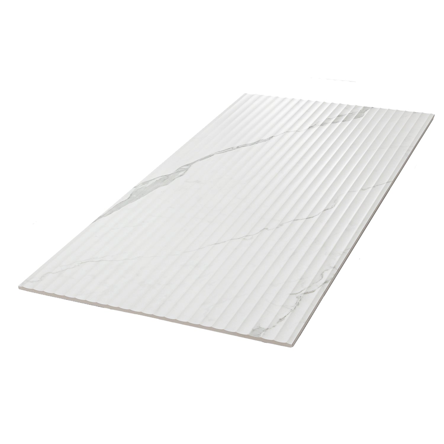 Terrain 24x48 White Gray Porcelain Large Format Fluted grooved Wall Tile (2 Pack, 15.55 sq ft/case) - Sample