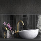 Black 0.5x8 Ceramic Glossy Pencil Tile Trim (10 pack, 0.3 sq ft/case)